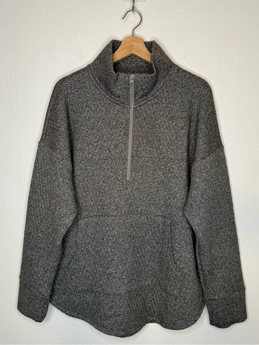 GapFit Quilted Jacquard Half-Zip Pullover New Heather Gray Womens Size Large NWT - Picture 4 of 16